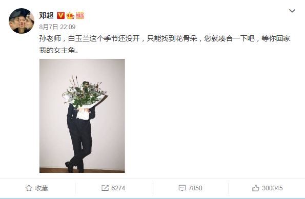 邓超送白玉兰花安慰孙俪，暖心告白说了什么？