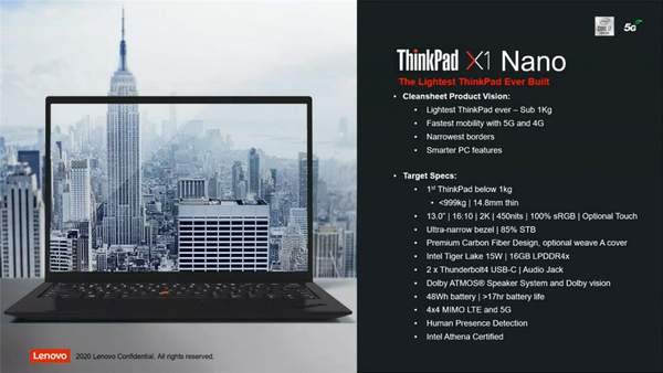 ThinkPad X1 Nano即将上市,机身仅重0.95kg