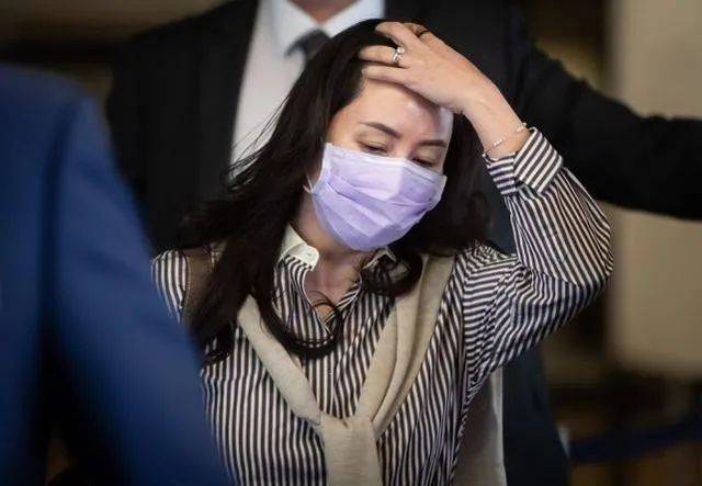 孟晚舟9月28日离开加拿大不列颠哥伦比亚省最高法院（图源：彭博社）