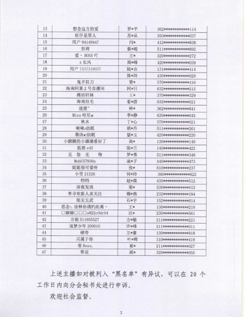 封禁5年！47名主播涉嫌从事违法违规活动被列入黑名单