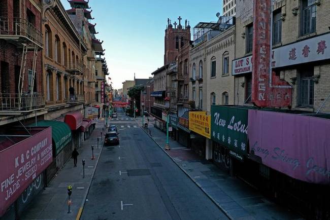 旧金山唐人街在疫情期间如同“鬼城”，图自社交网站（下同）