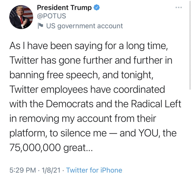 推特账号被永久封禁，特朗普回应了：将建立自己的平台！