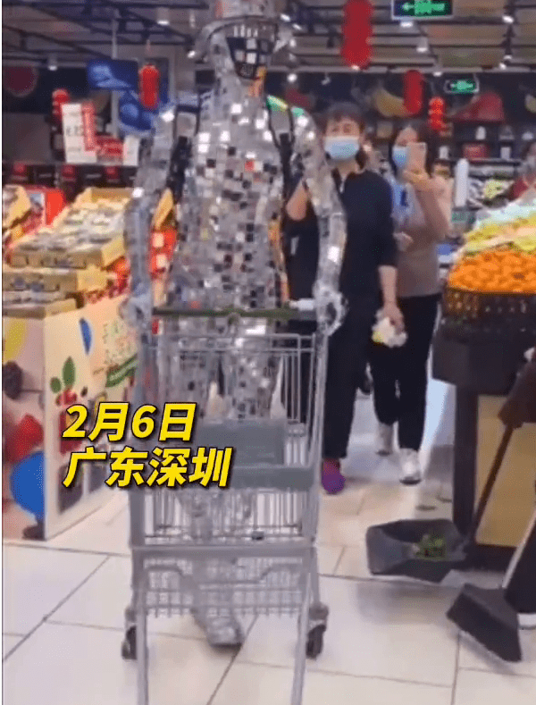 小伙扮机器人购物引围观 网友惊叹：这就是行走的闪光灯吗