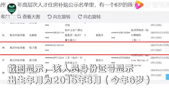 人才住房补贴现6岁童 官方回应说了什么？