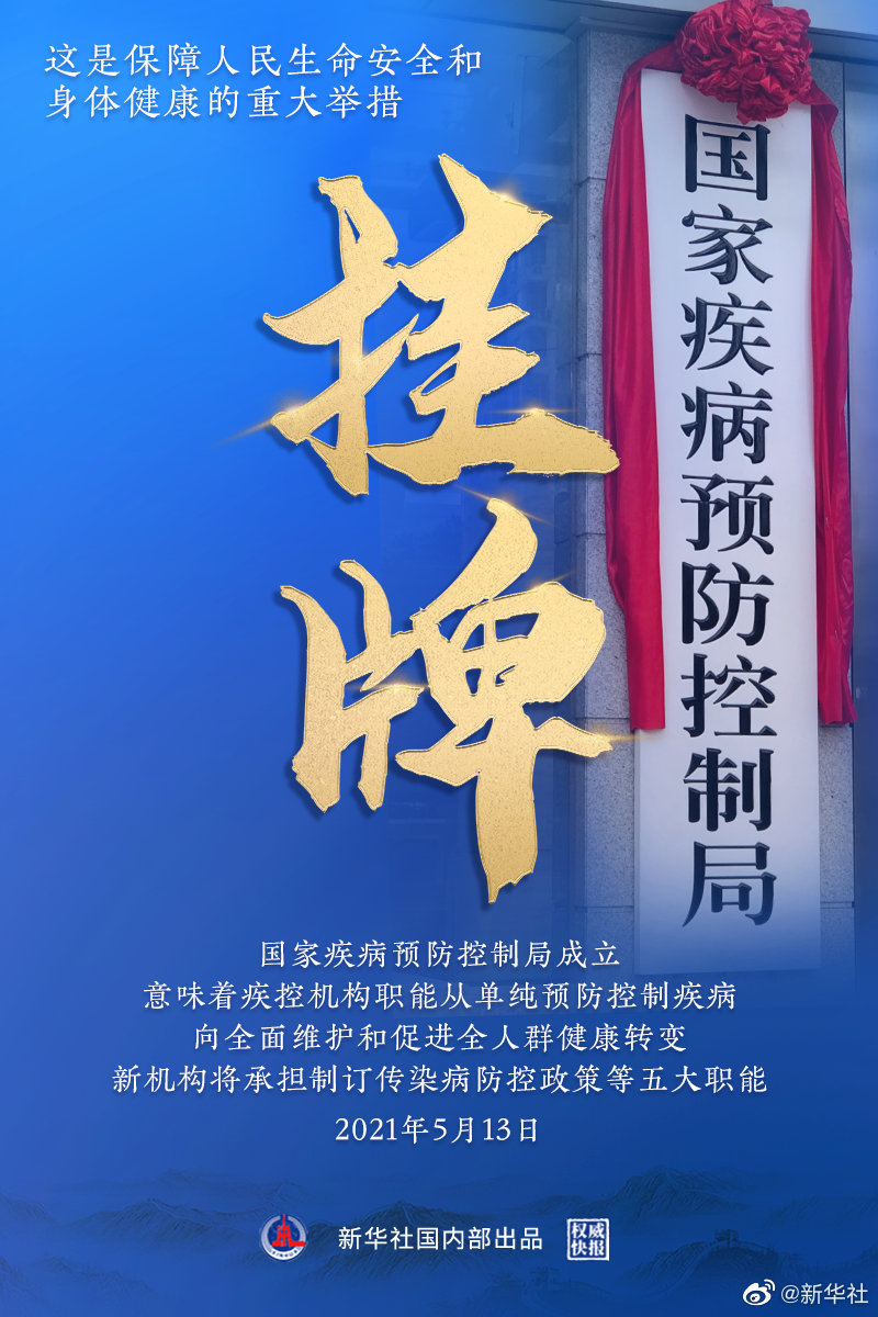 【最新】国家疾病预防控制局正式挂牌，将承担5大职能