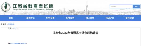 最新出炉！2022江苏高考逐分段统计表来了