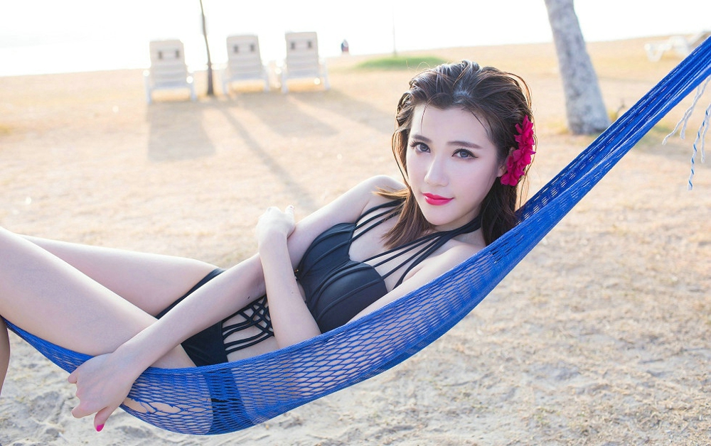 黑色比基尼Sandy陈天扬妩媚妖娆写真