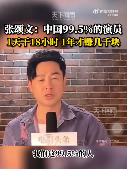 你愿意相信吗？张颂文称中国99.5%的演员收入极低