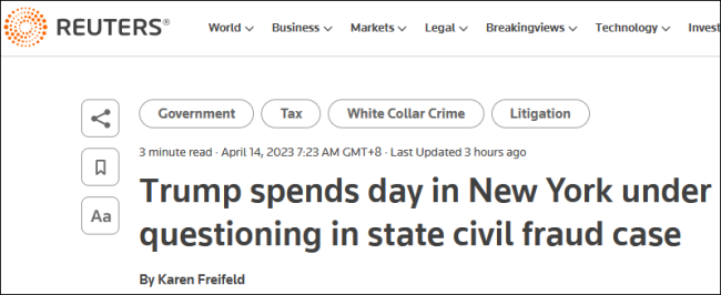 特朗普重回纽约就商业欺诈诉讼接受质询，“强奸风波”同时再起