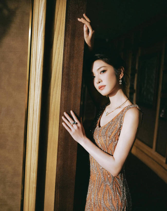 李云霄穿鎏金礼裙气质优雅 温婉大方尽显东方美感